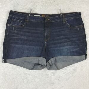 Kut From The Kloth Womens Shorts Katy Boyfriend Denim Blue Distressed‎ Plus 20W